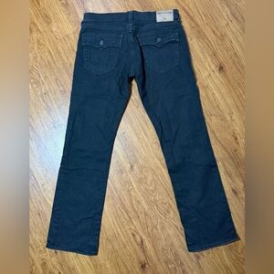 TRUE RELIGION Ricky Jeans Black Denim Pants Relaxed Straight Black Denim Mens 34